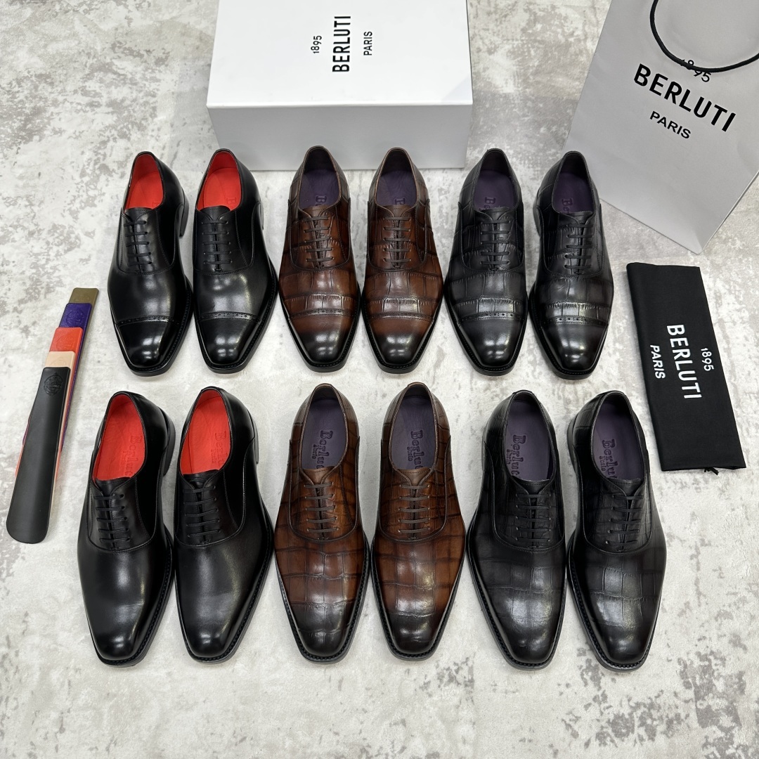💋💍Berlut* 布鲁提 新款男士三接头手工擦色正装皮鞋出货 甄选优质进口小牛皮鞋面 手工擦色