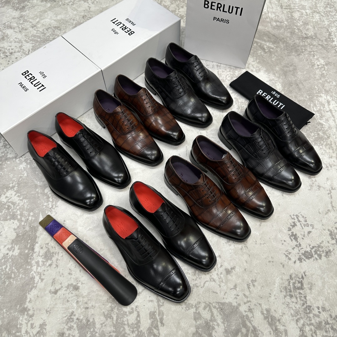 💋💍Berlut* 布鲁提 新款男士三接头手工擦色正装皮鞋出货 甄选优质进口小牛皮鞋面 手工擦色