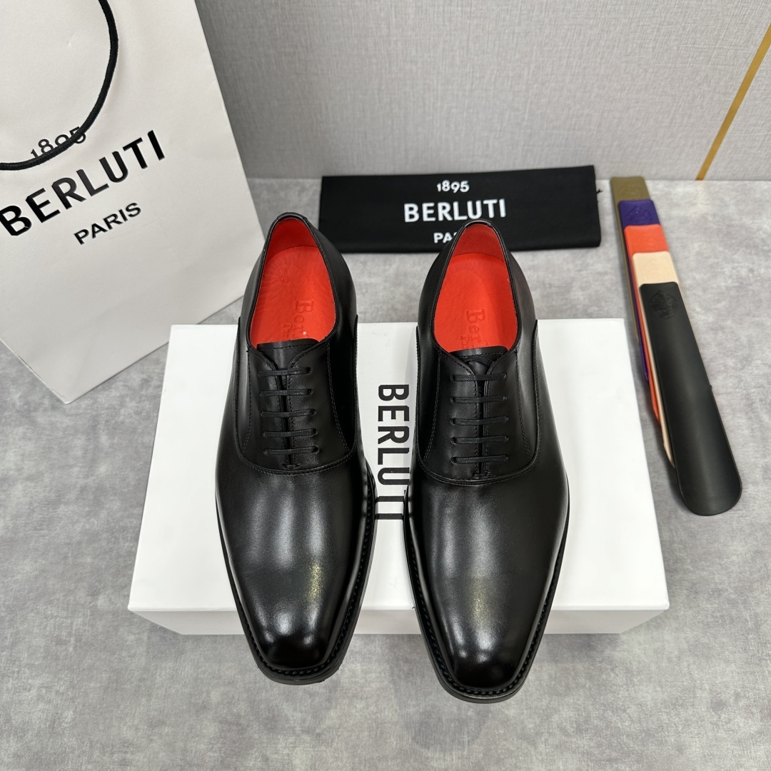 💋💍Berlut* 布鲁提 新款男士光面手工擦色正装皮鞋出货 甄选优质进口小牛皮鞋面 手工擦色工