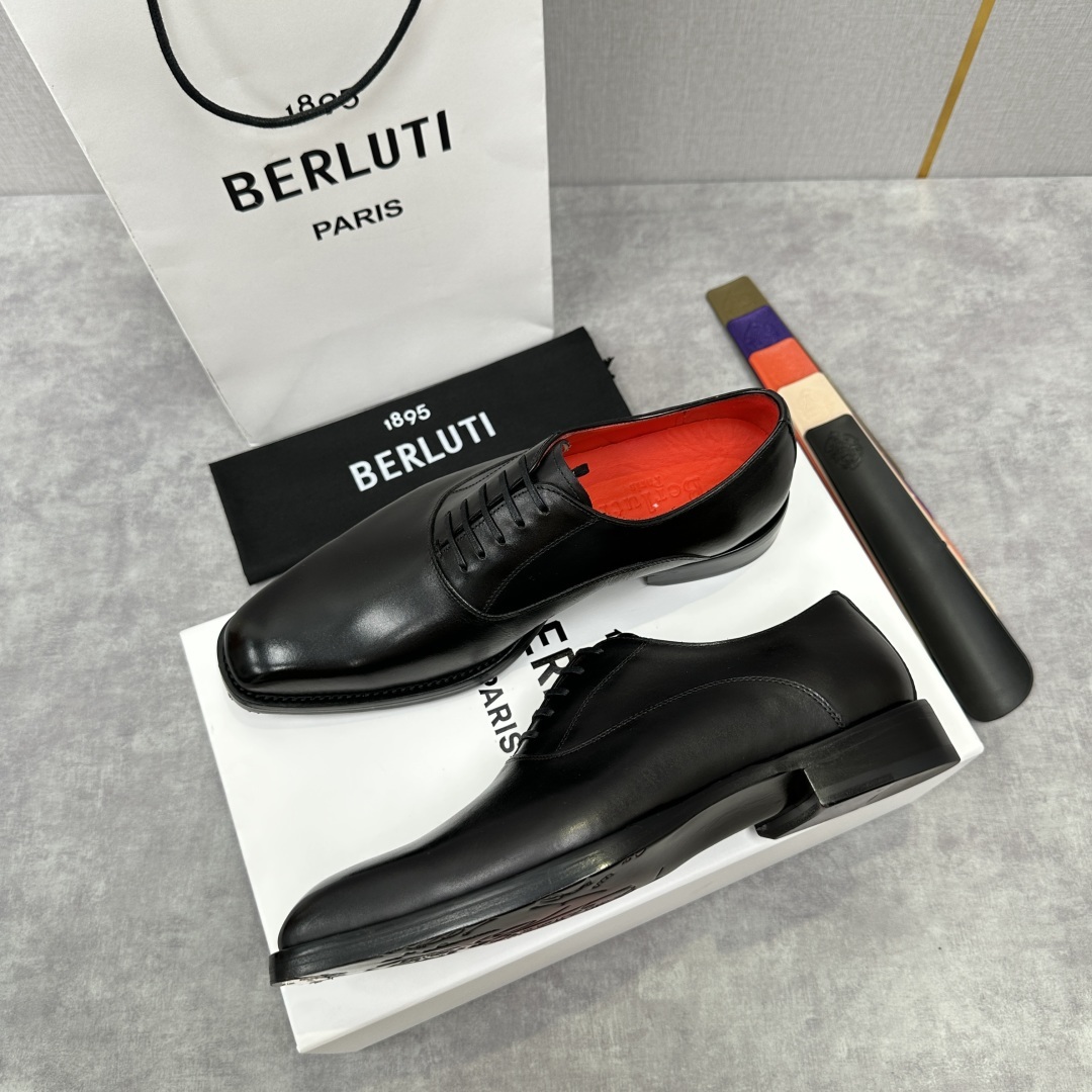 💋💍Berlut* 布鲁提 新款男士光面手工擦色正装皮鞋出货 甄选优质进口小牛皮鞋面 手工擦色工