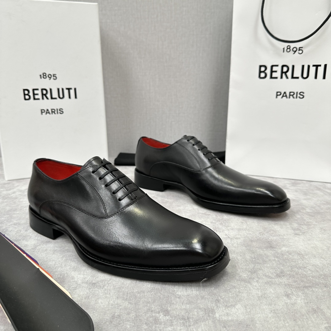 💋💍Berlut* 布鲁提 新款男士光面手工擦色正装皮鞋出货 甄选优质进口小牛皮鞋面 手工擦色工