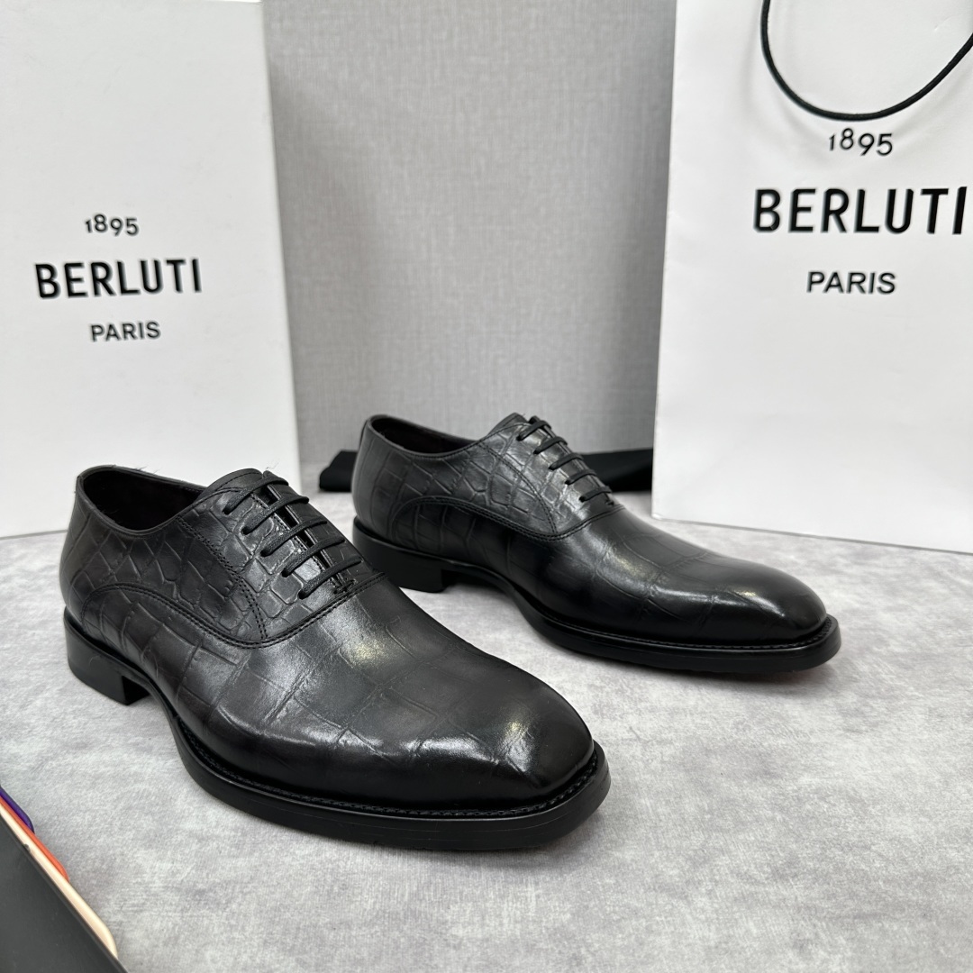 💋💍Berlut* 布鲁提 新款男士光面手工擦色正装皮鞋出货 甄选优质进口小牛皮鞋面 手工擦色工