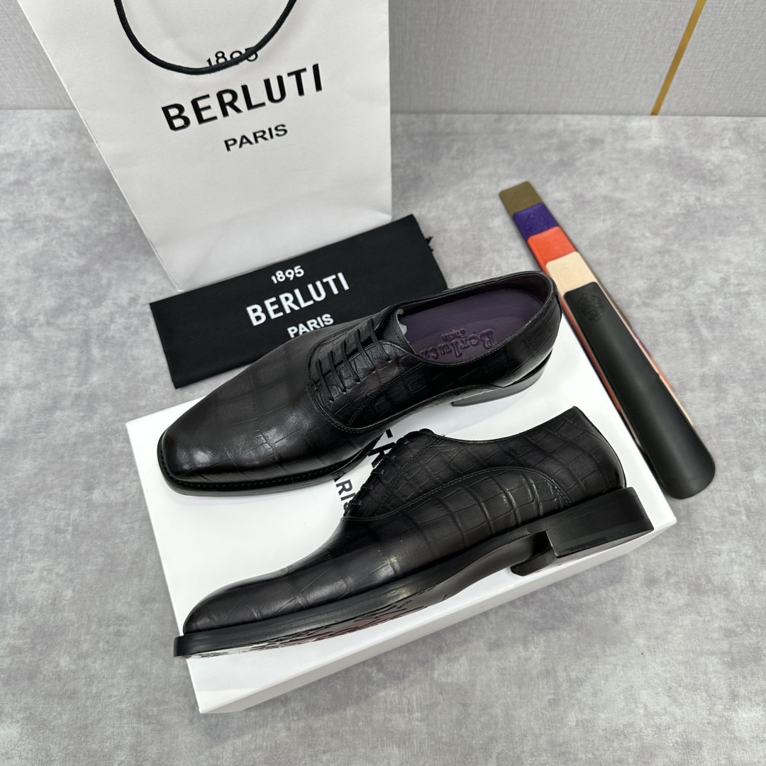 💋💍Berlut* 布鲁提 新款男士光面手工擦色正装皮鞋出货 甄选优质进口小牛皮鞋面 手工擦色工