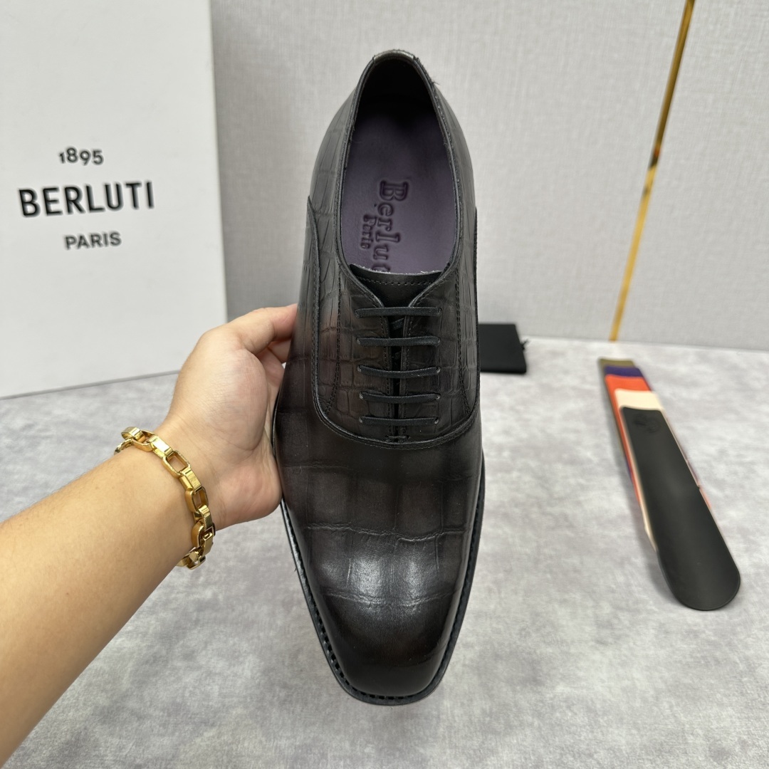 💋💍Berlut* 布鲁提 新款男士光面手工擦色正装皮鞋出货 甄选优质进口小牛皮鞋面 手工擦色工