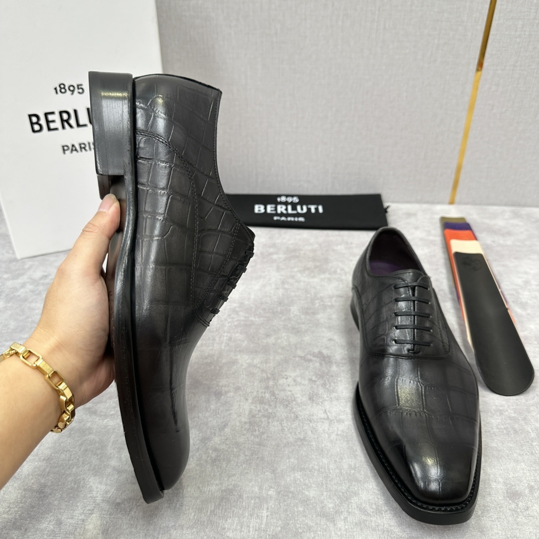 💋💍Berlut* 布鲁提 新款男士光面手工擦色正装皮鞋出货 甄选优质进口小牛皮鞋面 手工擦色工