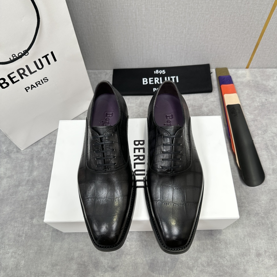💋💍Berlut* 布鲁提 新款男士光面手工擦色正装皮鞋出货 甄选优质进口小牛皮鞋面 手工擦色工