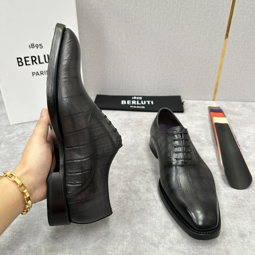 💋💍Berlut* 布鲁提 新款男士光面手工擦色正装皮鞋出货 甄选优质进口小牛皮鞋面 手工擦色工