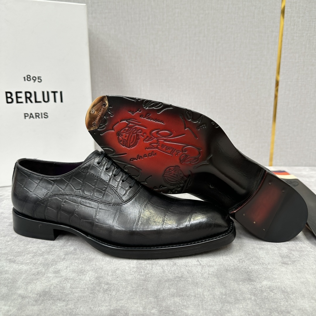 💋💍Berlut* 布鲁提 新款男士光面手工擦色正装皮鞋出货 甄选优质进口小牛皮鞋面 手工擦色工
