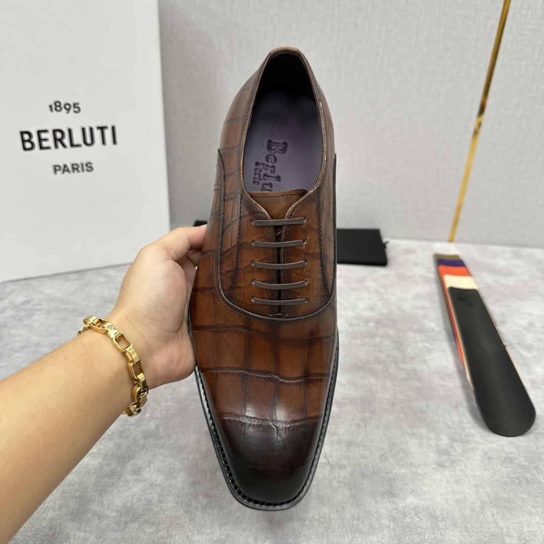 💋💍Berlut* 布鲁提 新款男士光面手工擦色正装皮鞋出货 甄选优质进口小牛皮鞋面 手工擦色工