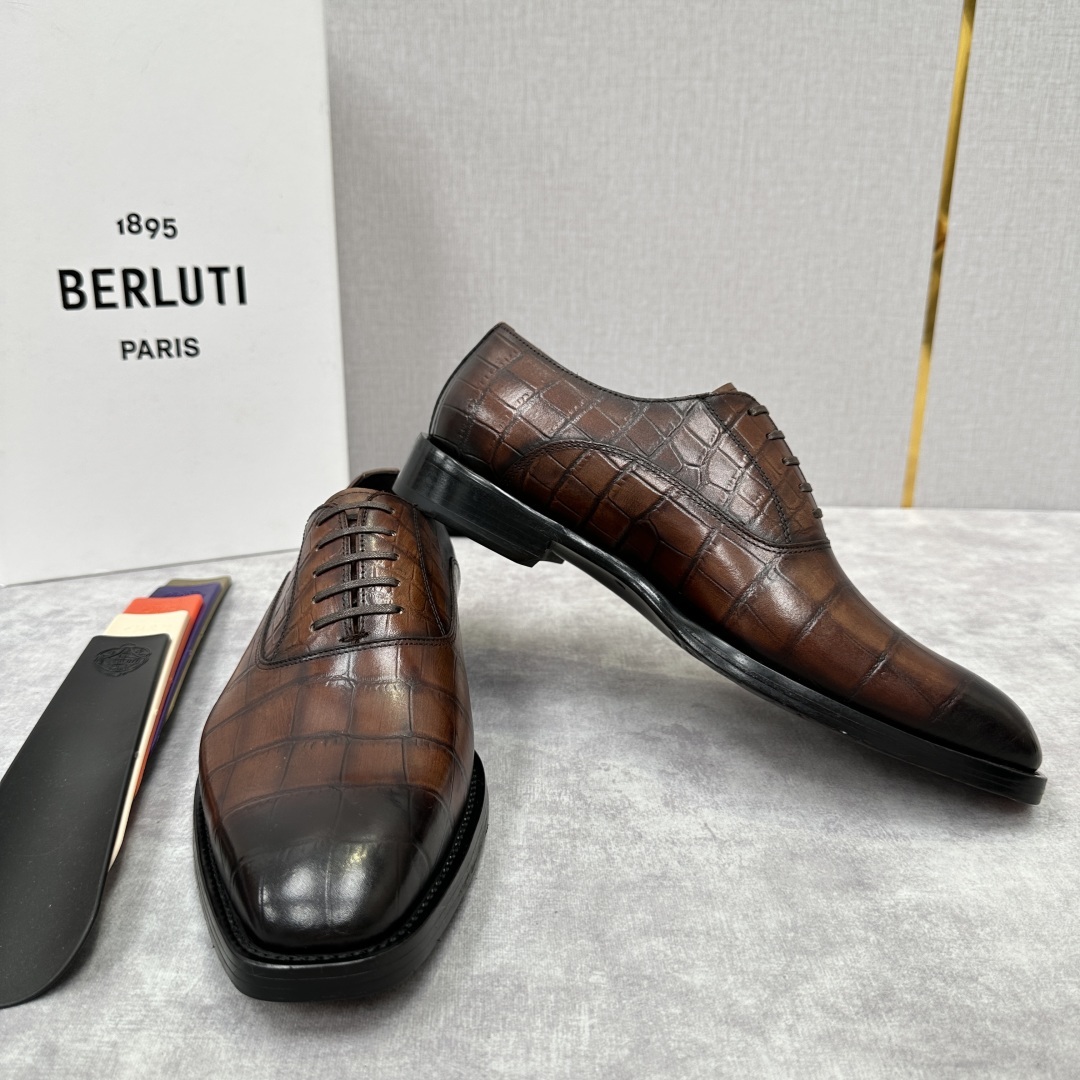 💋💍Berlut* 布鲁提 新款男士光面手工擦色正装皮鞋出货 甄选优质进口小牛皮鞋面 手工擦色工