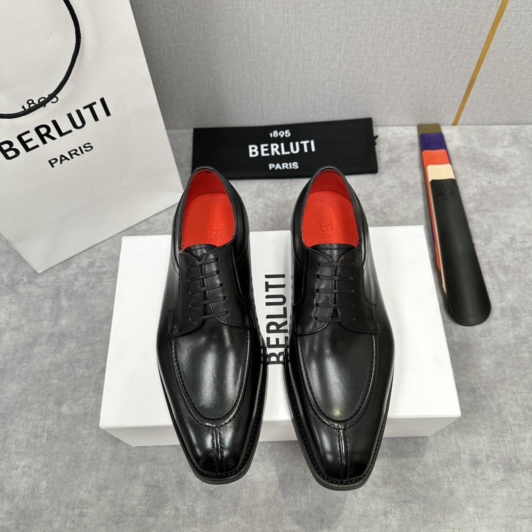 💋💍Berlut* 布鲁提 新款男士手工擦色正装皮鞋出货 甄选优质进口小牛皮鞋面 手工擦色工艺处