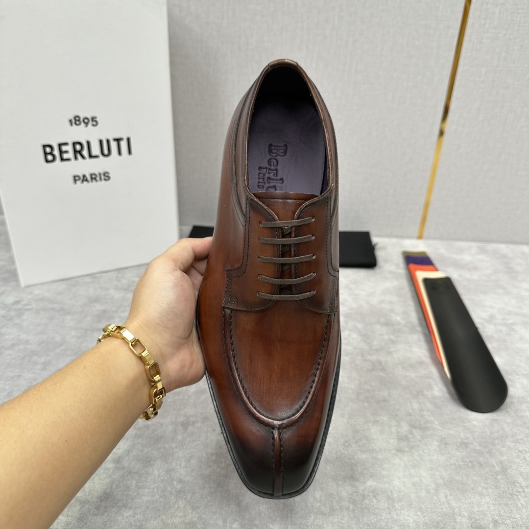 💋💍Berlut* 布鲁提 新款男士手工擦色正装皮鞋出货 甄选优质进口小牛皮鞋面 手工擦色工艺处