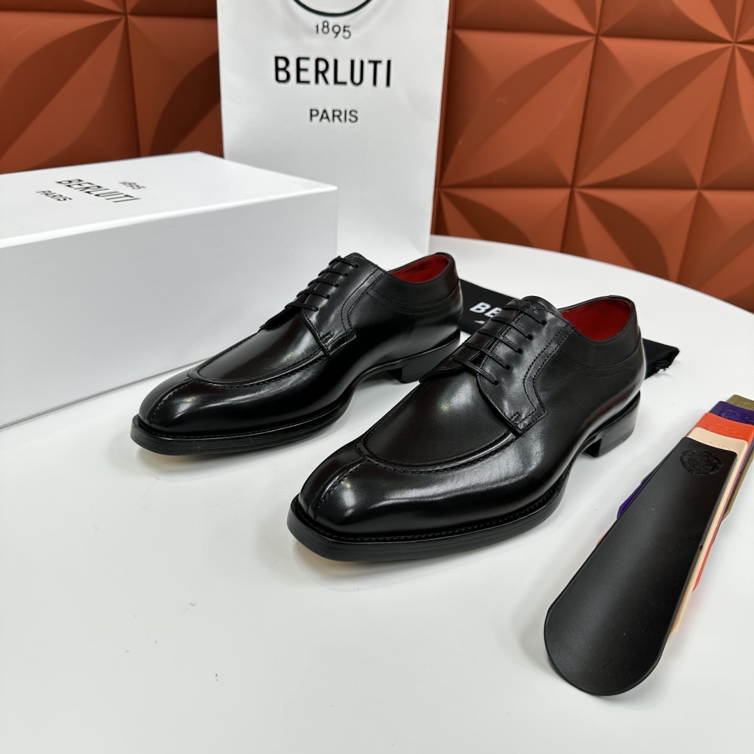 💋💍Berlut* 布鲁提 新款男士手工擦色正装皮鞋出货 甄选优质进口小牛皮鞋面 手工擦色工艺处