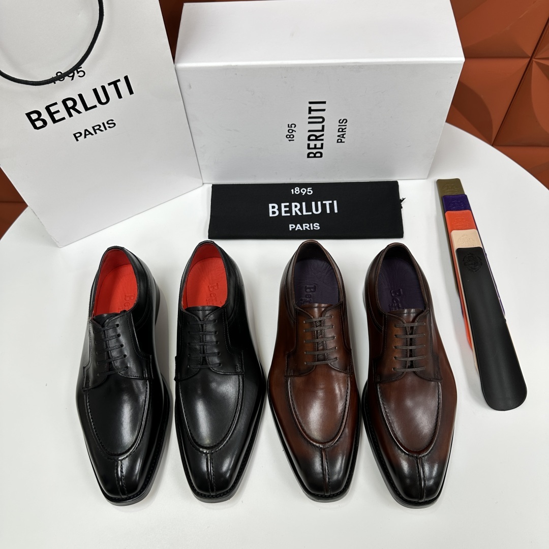💋💍Berlut* 布鲁提 新款男士手工擦色正装皮鞋出货 甄选优质进口小牛皮鞋面 手工擦色工艺处