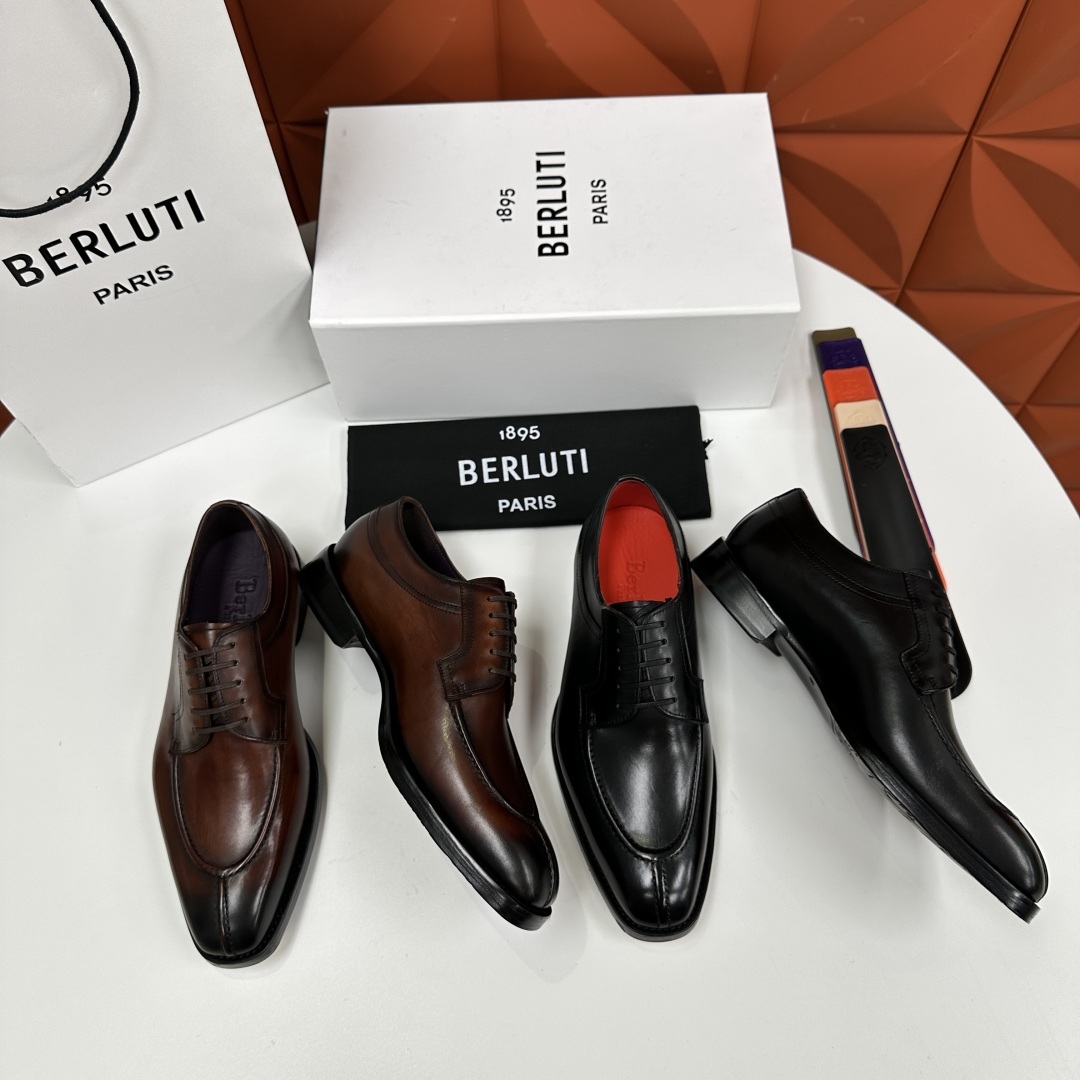 💋💍Berlut* 布鲁提 新款男士手工擦色正装皮鞋出货 甄选优质进口小牛皮鞋面 手工擦色工艺处