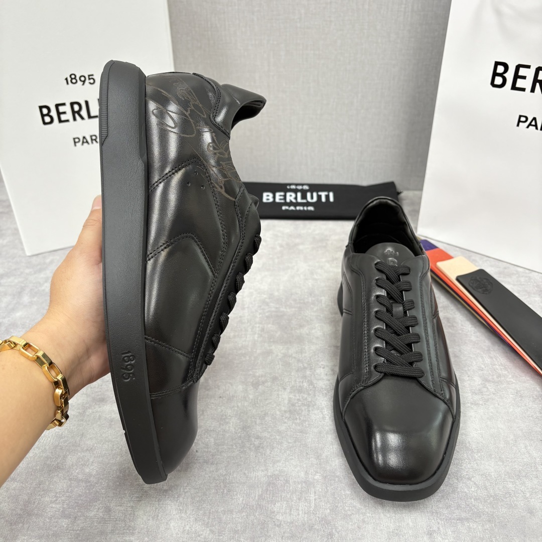 💋💍Berlut* 布鲁提 新款刀锋造型板鞋来袭 新品Stellar Scritto刺青手绘图纹休闲运动