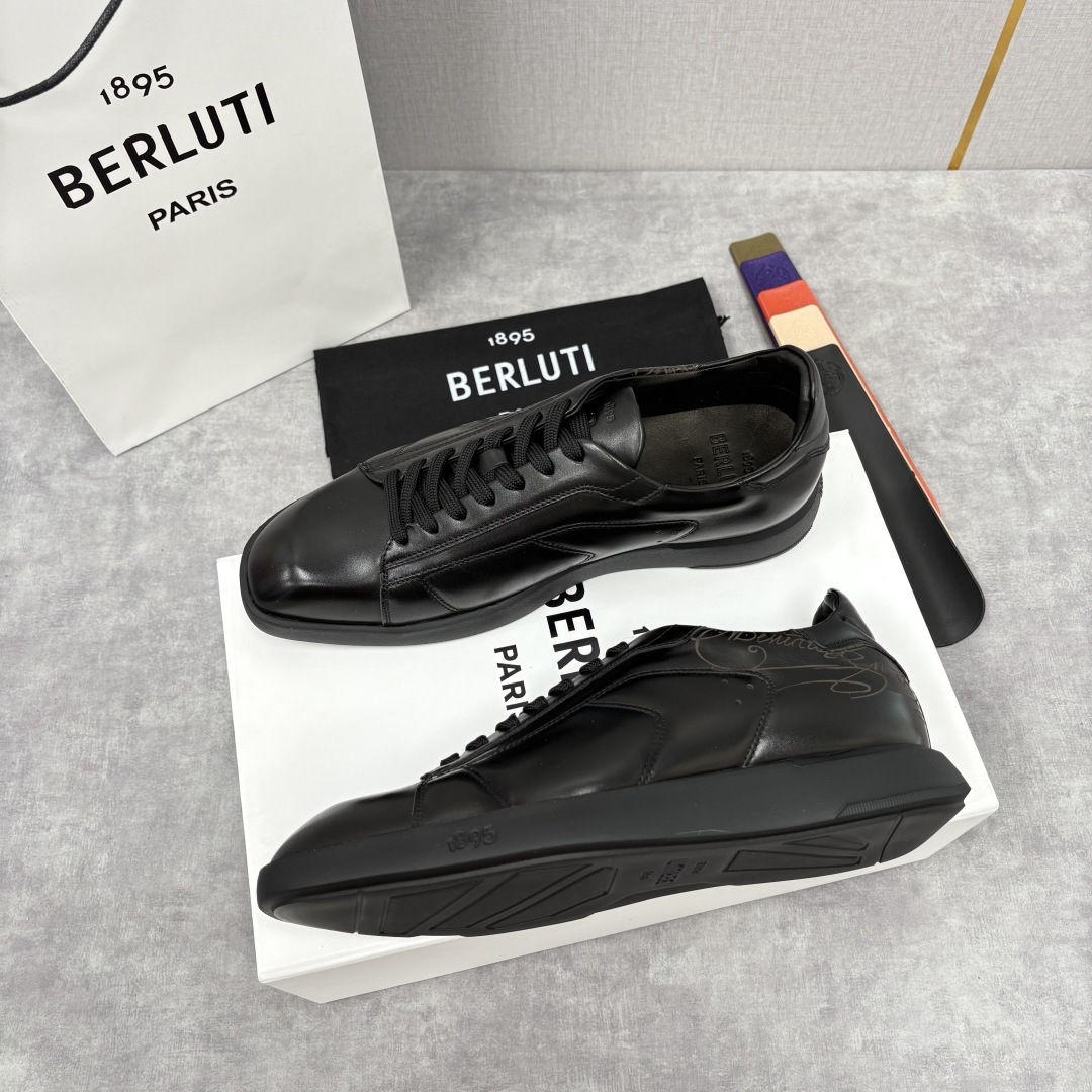 💋💍Berlut* 布鲁提 新款刀锋造型板鞋来袭 新品Stellar Scritto刺青手绘图纹休闲运动