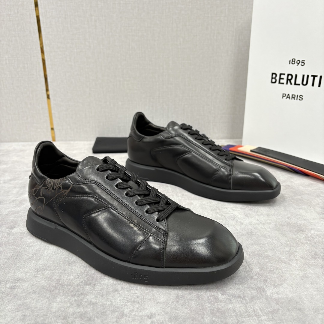 💋💍Berlut* 布鲁提 新款刀锋造型板鞋来袭 新品Stellar Scritto刺青手绘图纹休闲运动