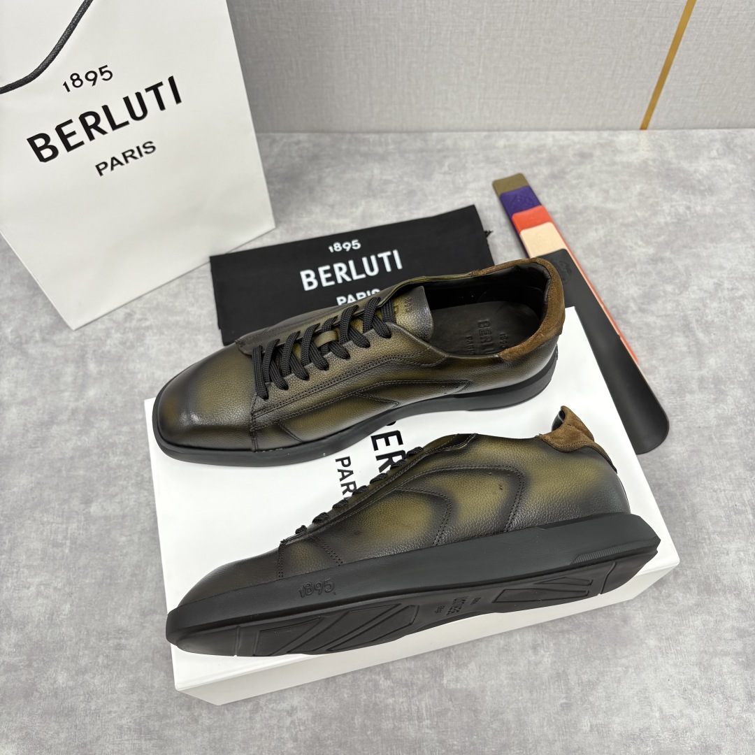 💋💍Berlut* 布鲁提 新款刀锋造型板鞋来袭 新品Stellar Scritto刺青手绘图纹休闲运动