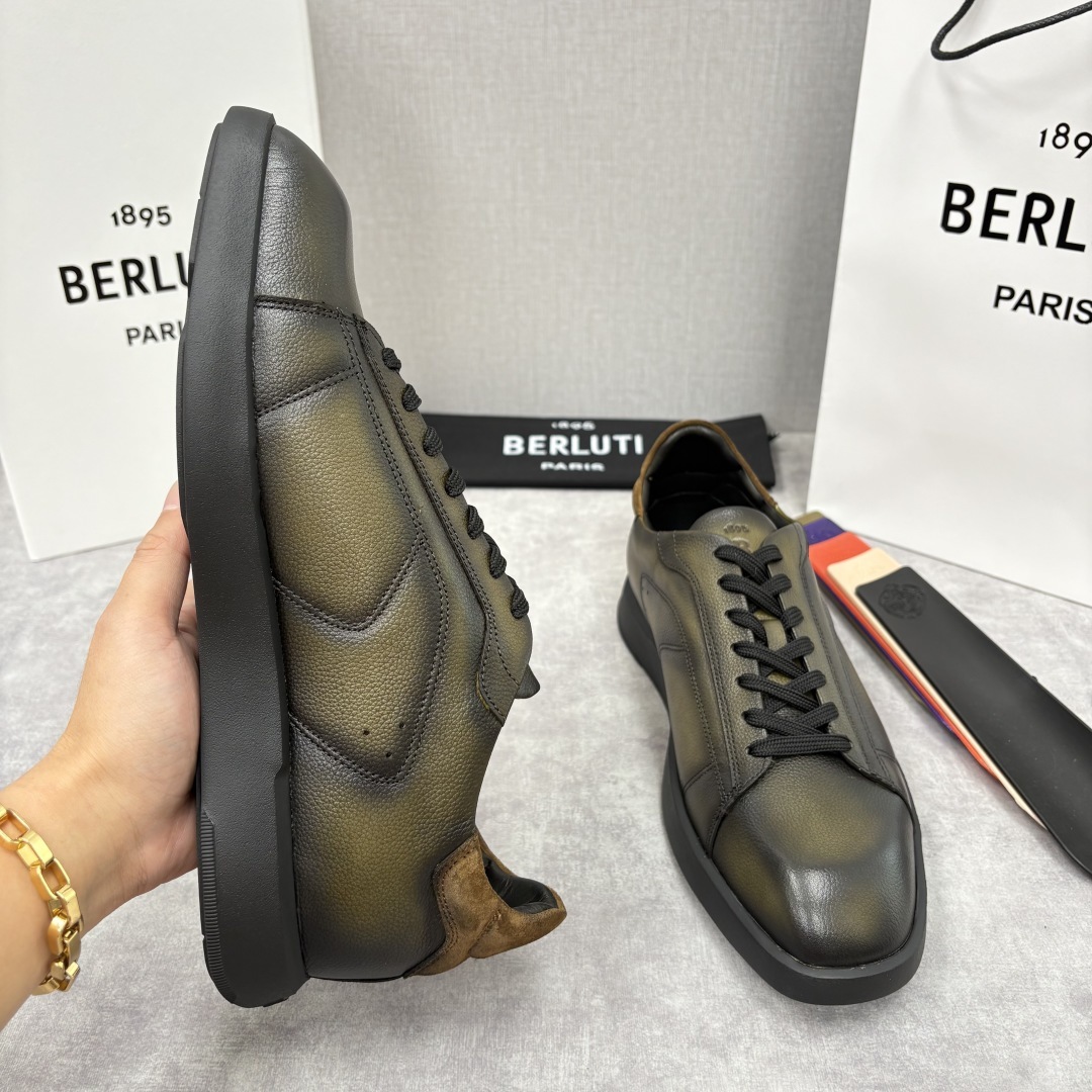 💋💍Berlut* 布鲁提 新款刀锋造型板鞋来袭 新品Stellar Scritto刺青手绘图纹休闲运动