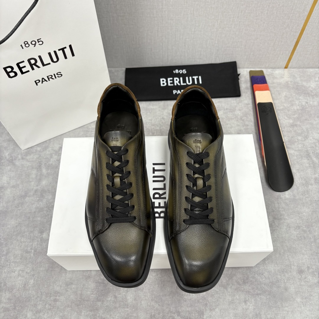 💋💍Berlut* 布鲁提 新款刀锋造型板鞋来袭 新品Stellar Scritto刺青手绘图纹休闲运动