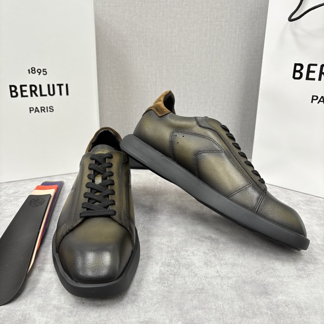 💋💍Berlut* 布鲁提 新款刀锋造型板鞋来袭 新品Stellar Scritto刺青手绘图纹休闲运动