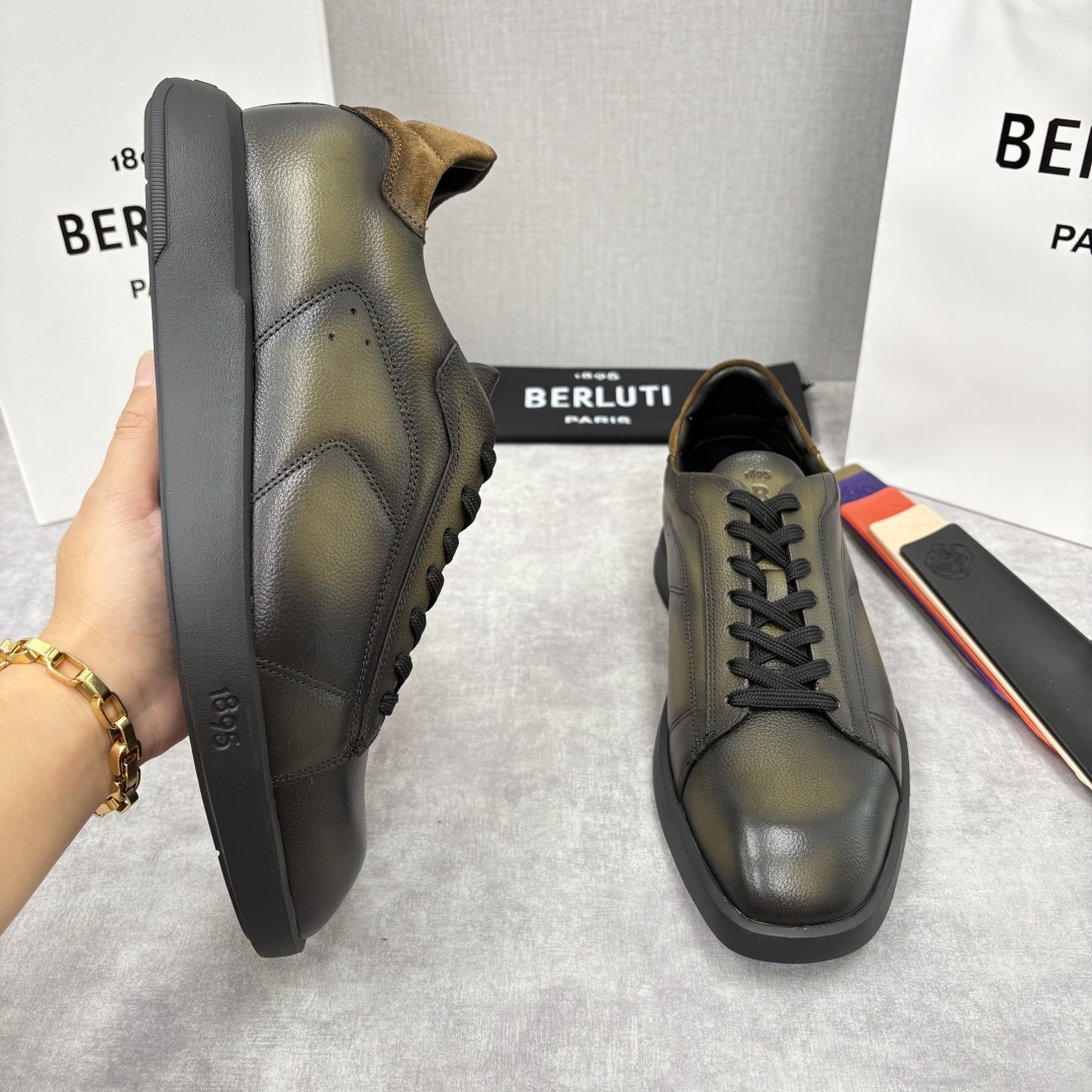 💋💍Berlut* 布鲁提 新款刀锋造型板鞋来袭 新品Stellar Scritto刺青手绘图纹休闲运动