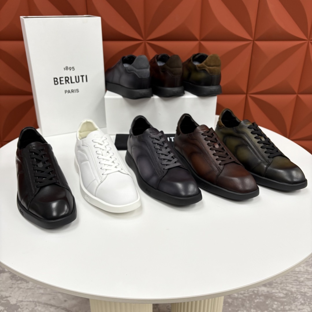 💋💍Berlut* 布鲁提 新款刀锋造型板鞋来袭 新品Stellar Scritto刺青手绘图纹休闲运动