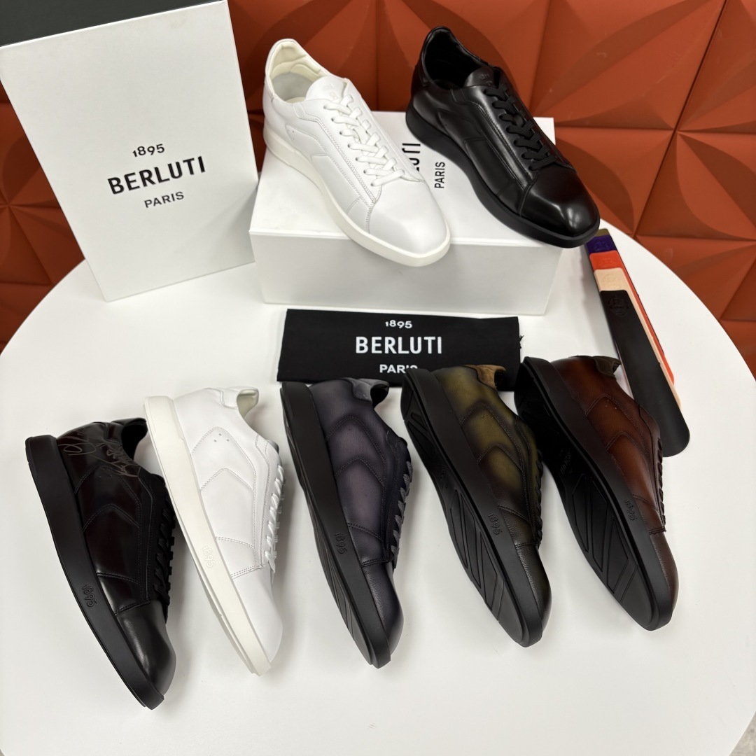 💋💍Berlut* 布鲁提 新款刀锋造型板鞋来袭 新品Stellar Scritto刺青手绘图纹休闲运动