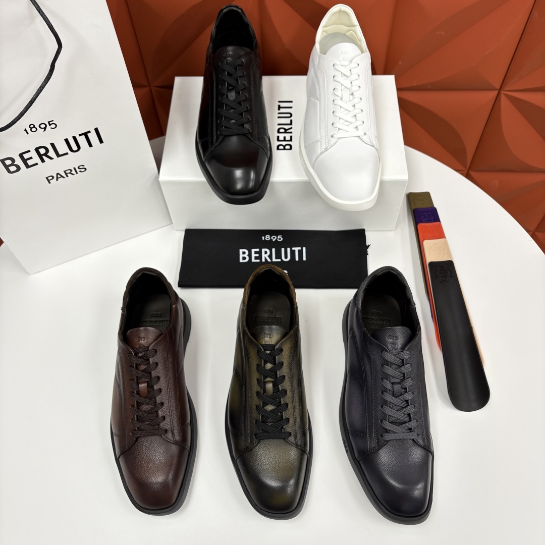 💋💍Berlut* 布鲁提 新款刀锋造型板鞋来袭 新品Stellar Scritto刺青手绘图纹休闲运动