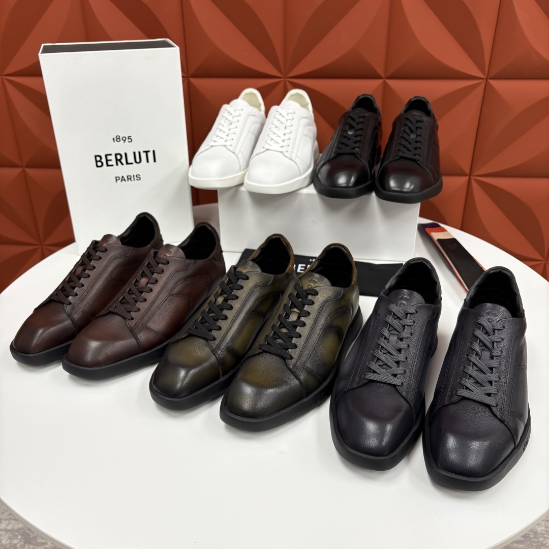 💋💍Berlut* 布鲁提 新款刀锋造型板鞋来袭 新品Stellar Scritto刺青手绘图纹休闲运动