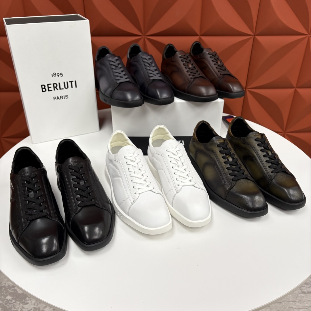 💋💍Berlut* 布鲁提 新款刀锋造型板鞋来袭 新品Stellar Scritto刺青手绘图纹休闲运动