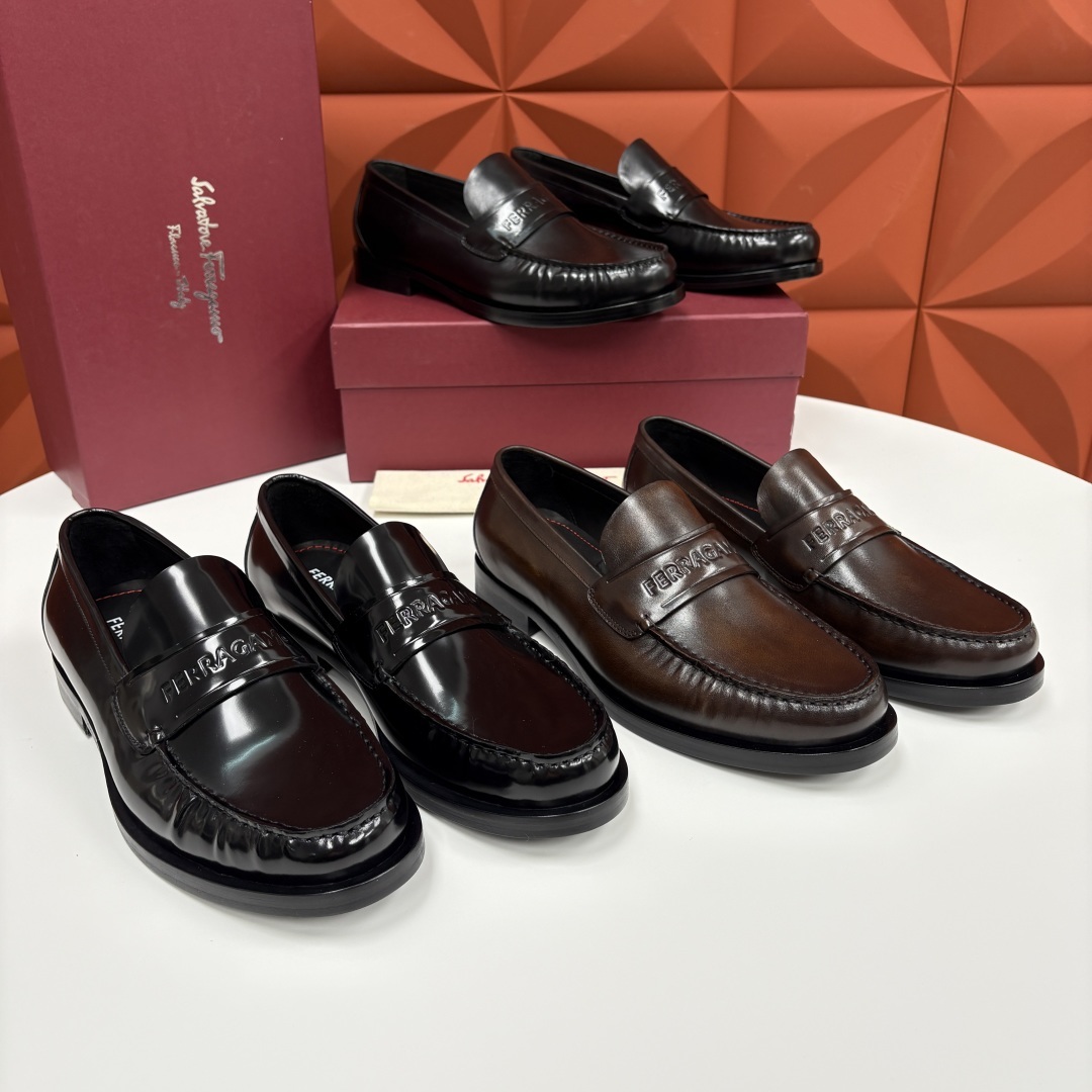💋💍SF家新品 Ferraga* 菲拉-格慕 Tramezza 男士乐福鞋皮鞋! 一脚蹬便鞋。这款
