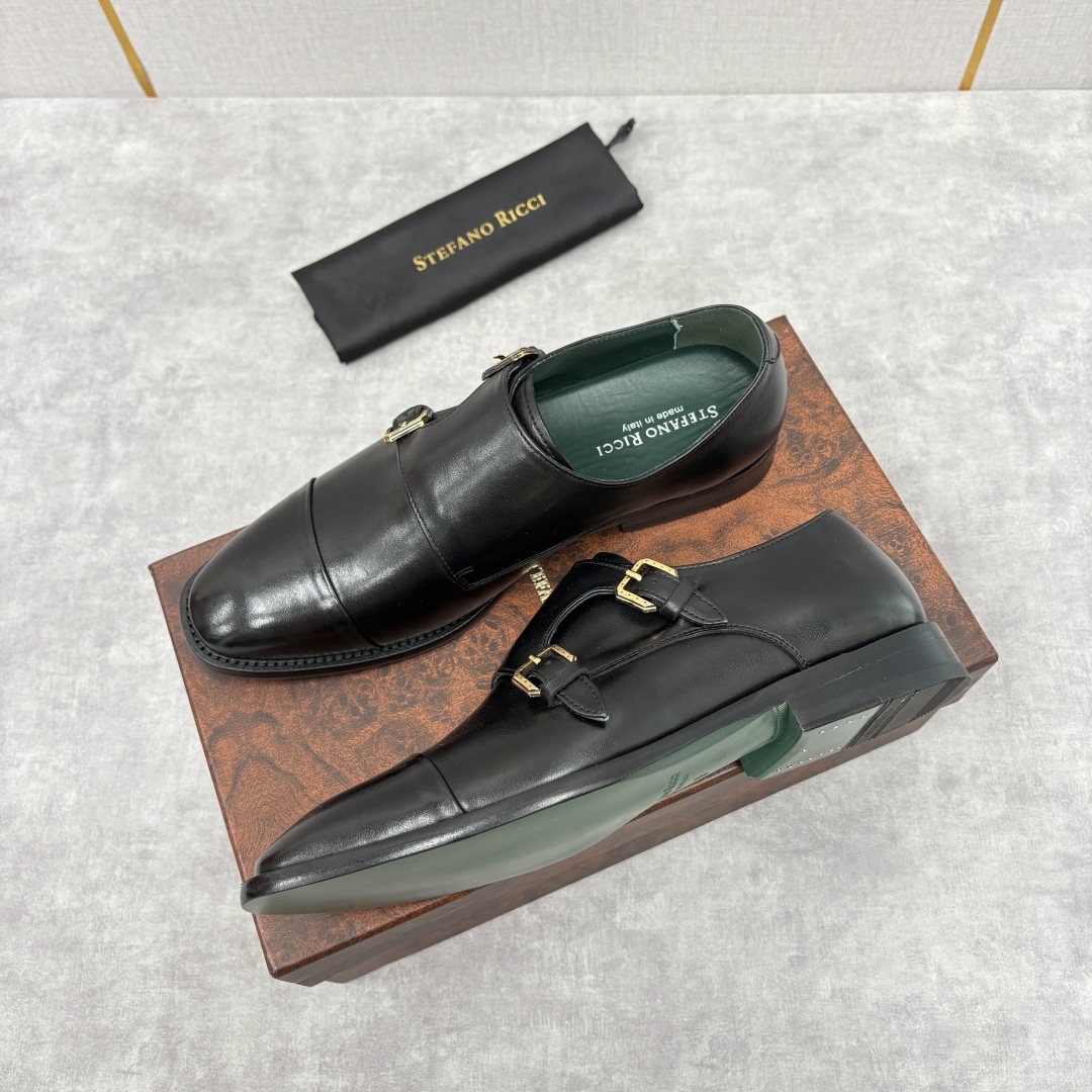 💋💍SR 家新品 Stefano-Ricci史蒂*芬 男士正装鞋🤵皮鞋 双搭扣孟克鞋 采用鳄鱼纹🐊压纹牛