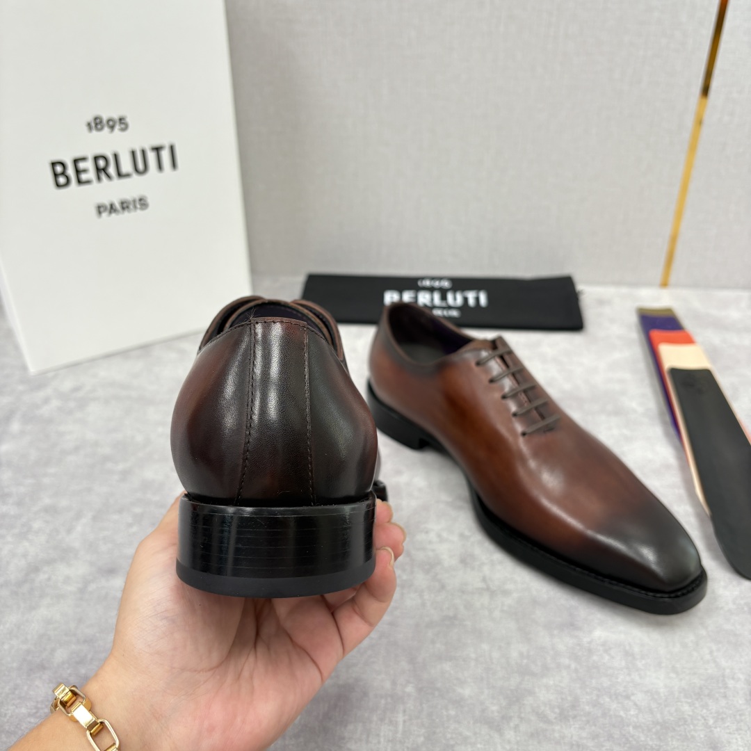 Berluti Men's Brown Leather Formal Dress Shoes, Hand-Colored Italian Leather 9 cmp i1755596699440 6212 0 8