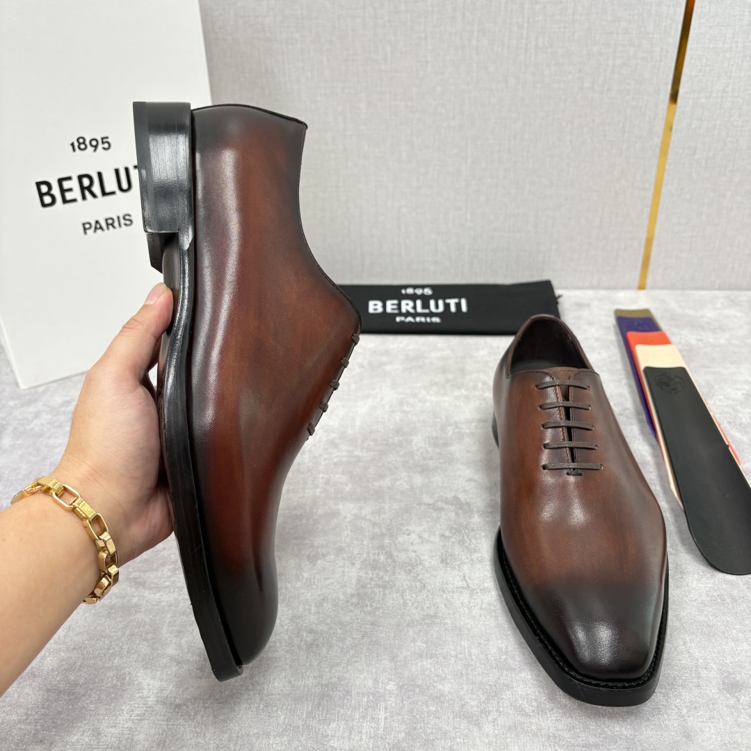Berluti Men's Brown Leather Formal Dress Shoes, Hand-Colored Italian Leather 6 cmp i1755596699441 1508 0 5