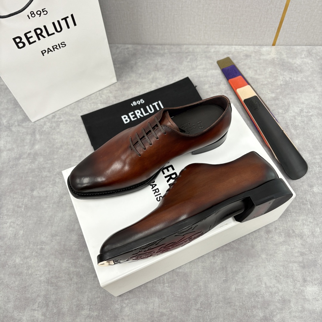 Berluti Men's Brown Leather Formal Dress Shoes, Hand-Colored Italian Leather 2 cmp i1755596699441 9922 0 1