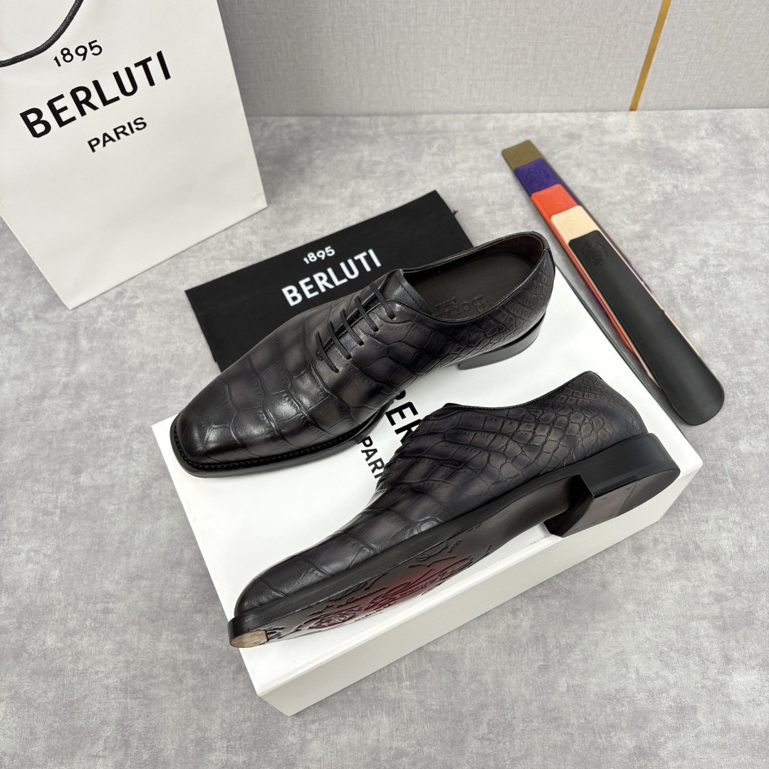 Berluti Men's Alligator Embossed Leather Dress Shoes - Hand-Dyed Italian Craftsmanship 2 cmp i1755596728476 4593 0 1
