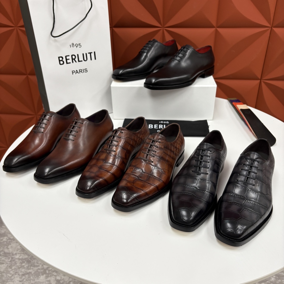 💋💍Berlut* 布鲁提 新款男士手工擦色正装皮鞋上新🆕 奢华与匠心的完美融合。甄选优质进口小