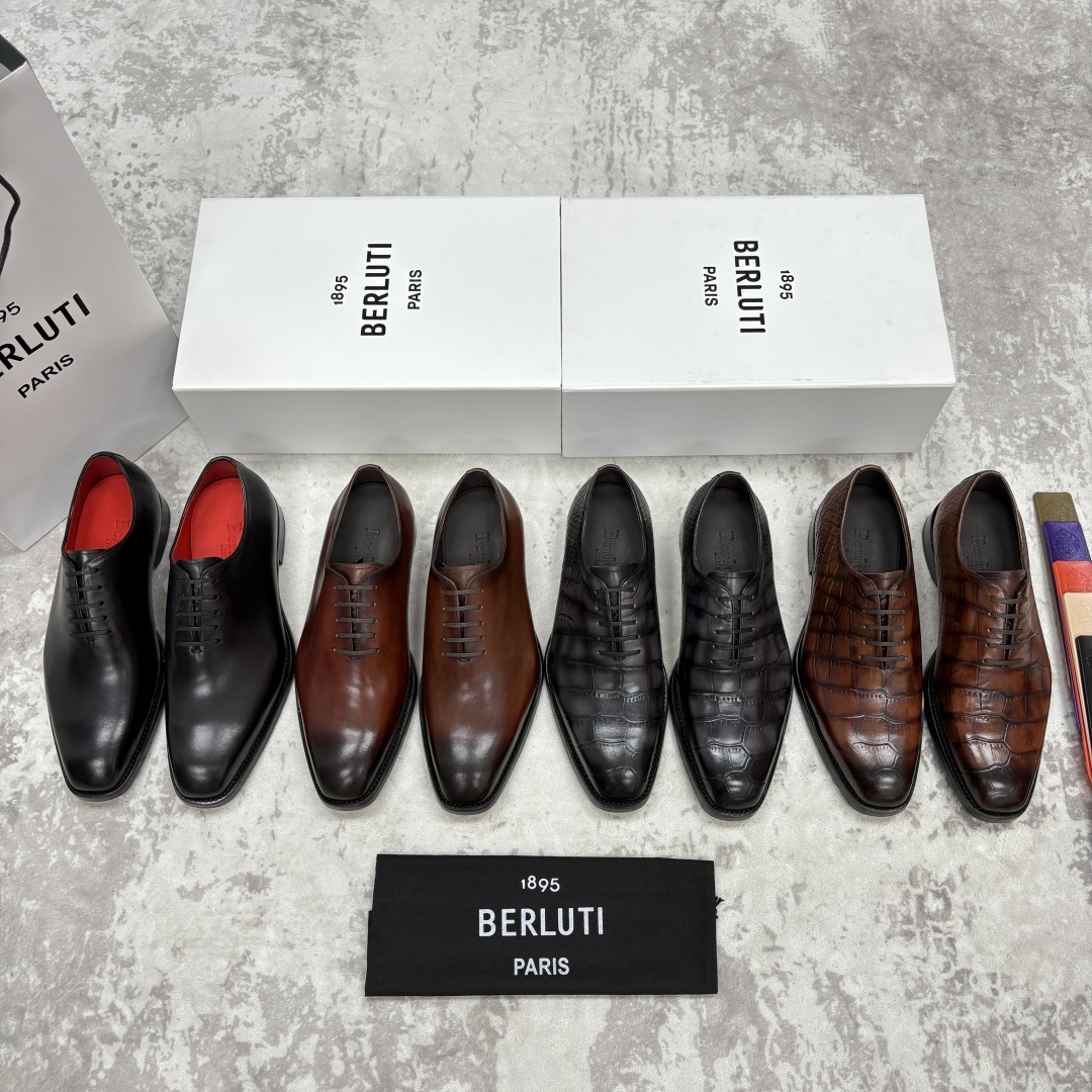 💋💍Berlut* 布鲁提 新款男士手工擦色正装皮鞋上新🆕 奢华与匠心的完美融合。甄选优质进口小