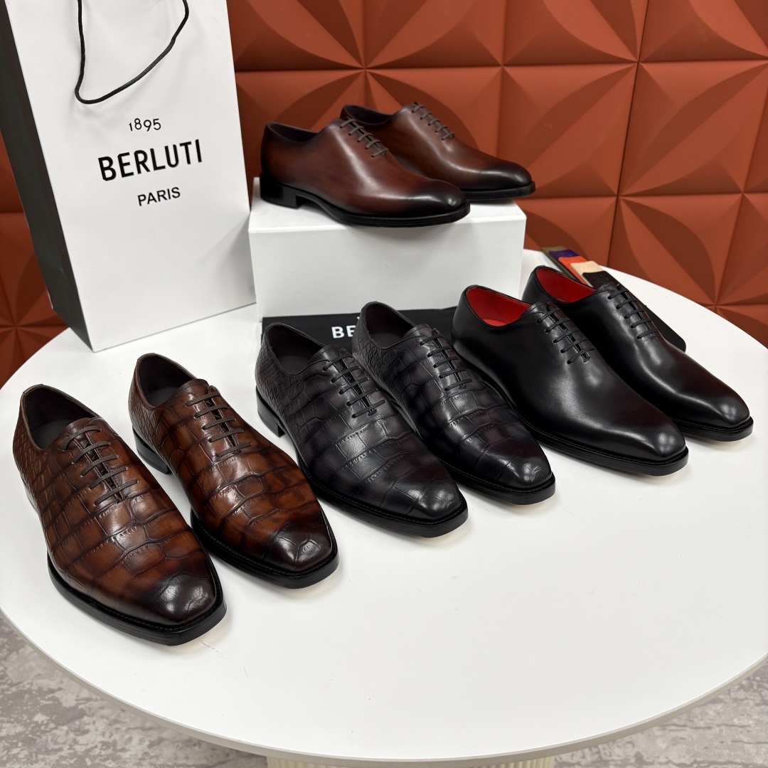 💋💍Berlut* 布鲁提 新款男士手工擦色正装皮鞋上新🆕 奢华与匠心的完美融合。甄选优质进口小