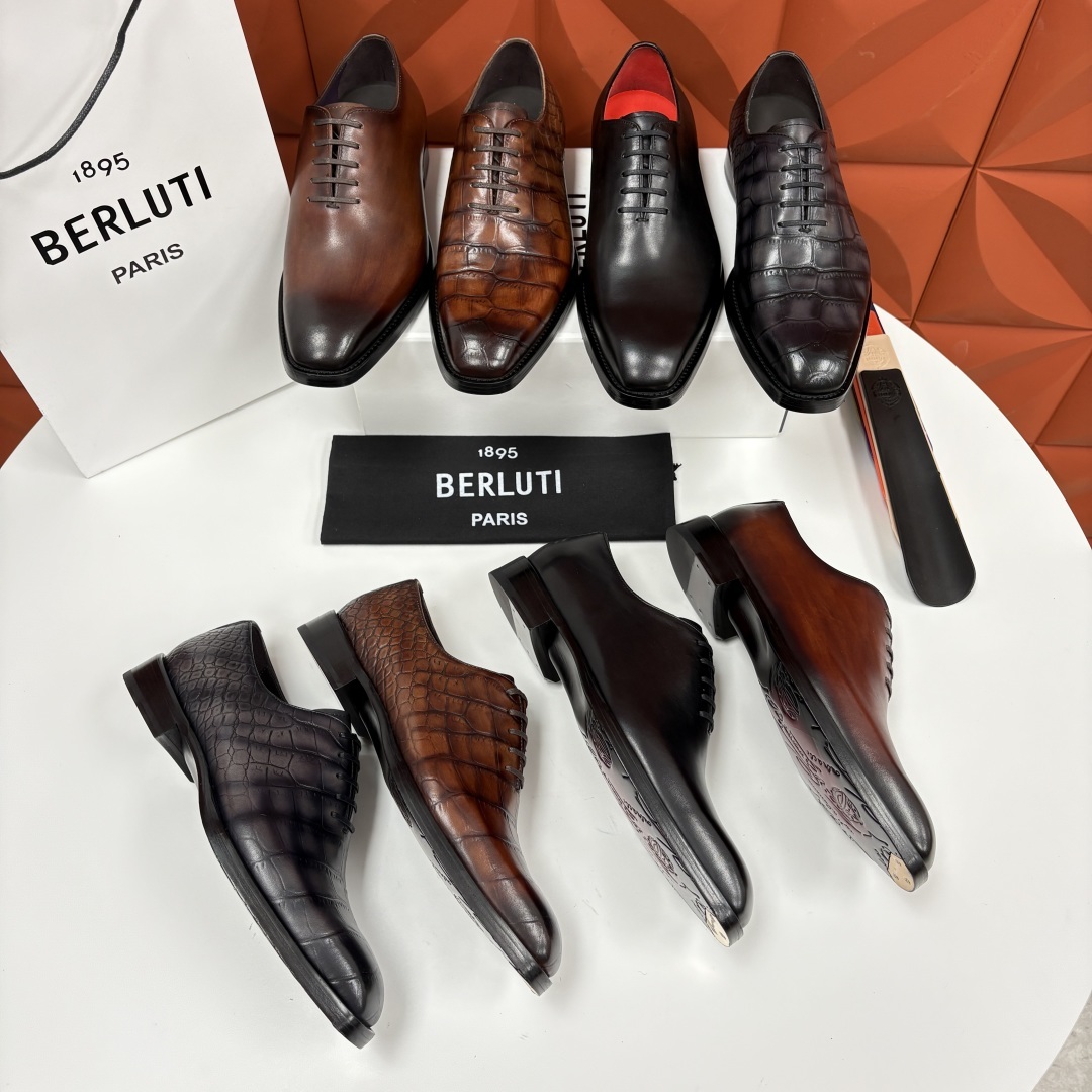 💋💍Berlut* 布鲁提 新款男士手工擦色正装皮鞋上新🆕 奢华与匠心的完美融合。甄选优质进口小