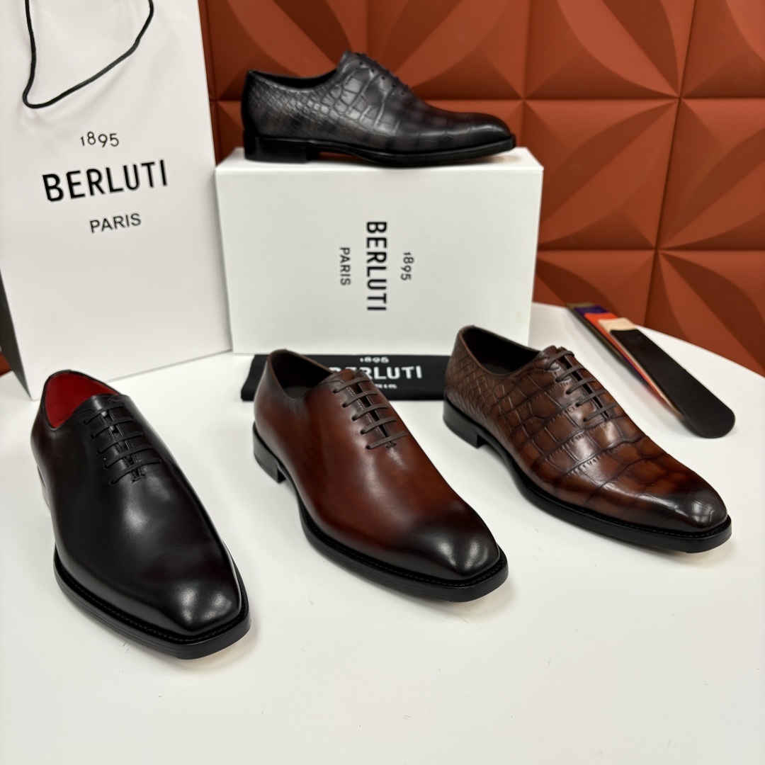 💋💍Berlut* 布鲁提 新款男士手工擦色正装皮鞋上新🆕 奢华与匠心的完美融合。甄选优质进口小
