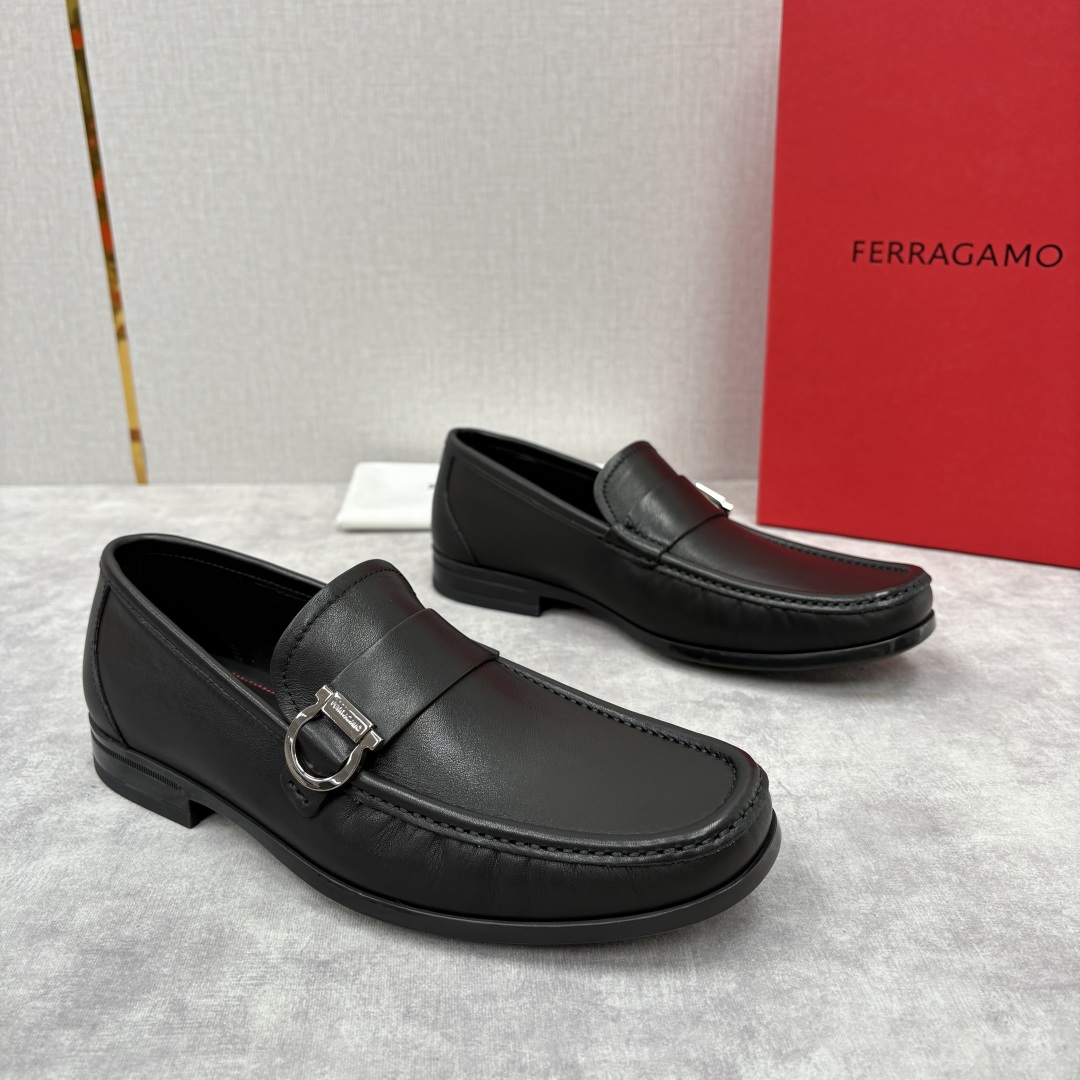 Ferragamo Men's Gancini Buckle Leather Loafers - Slip-On Style, Black 3 cmp i1755624336357 110 0 1