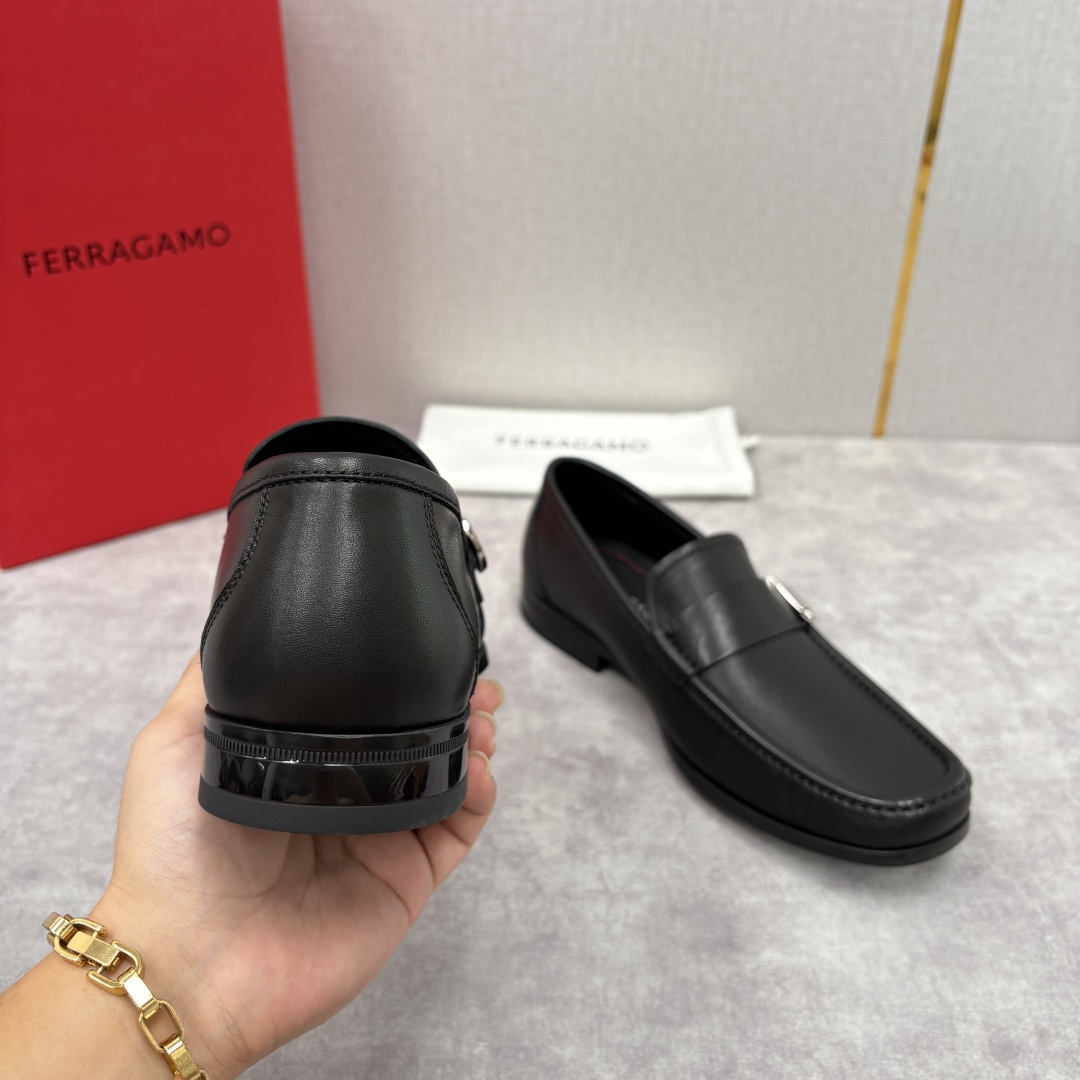 Ferragamo Men's Gancini Buckle Leather Loafers - Slip-On Style, Black 9 cmp i1755624341233 6584 0 7
