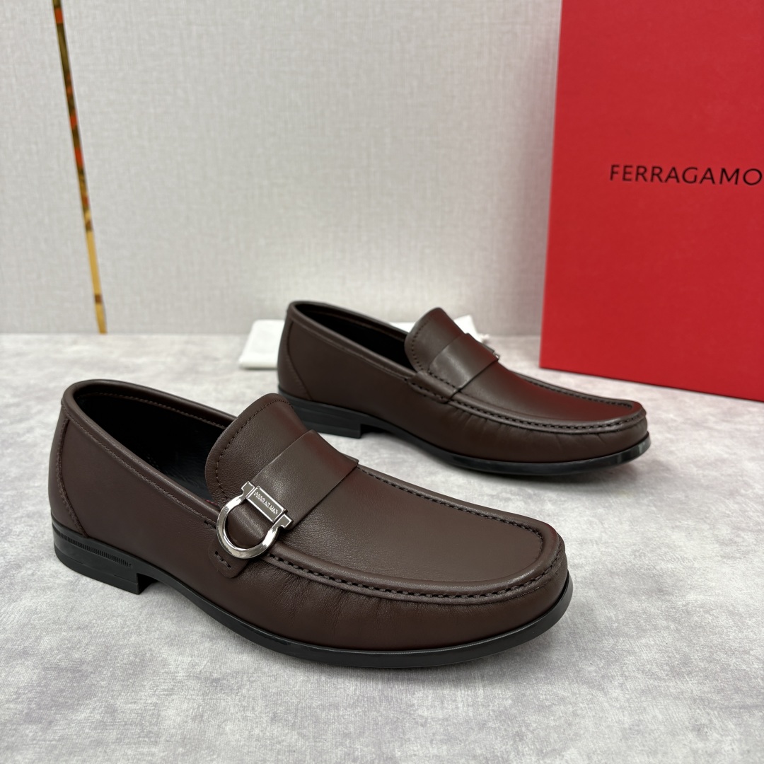 Ferragamo Men's Gancini Leather Loafers Slip-Ons Dress Shoes, Brown 2 cmp i1755624369748 964 0 1