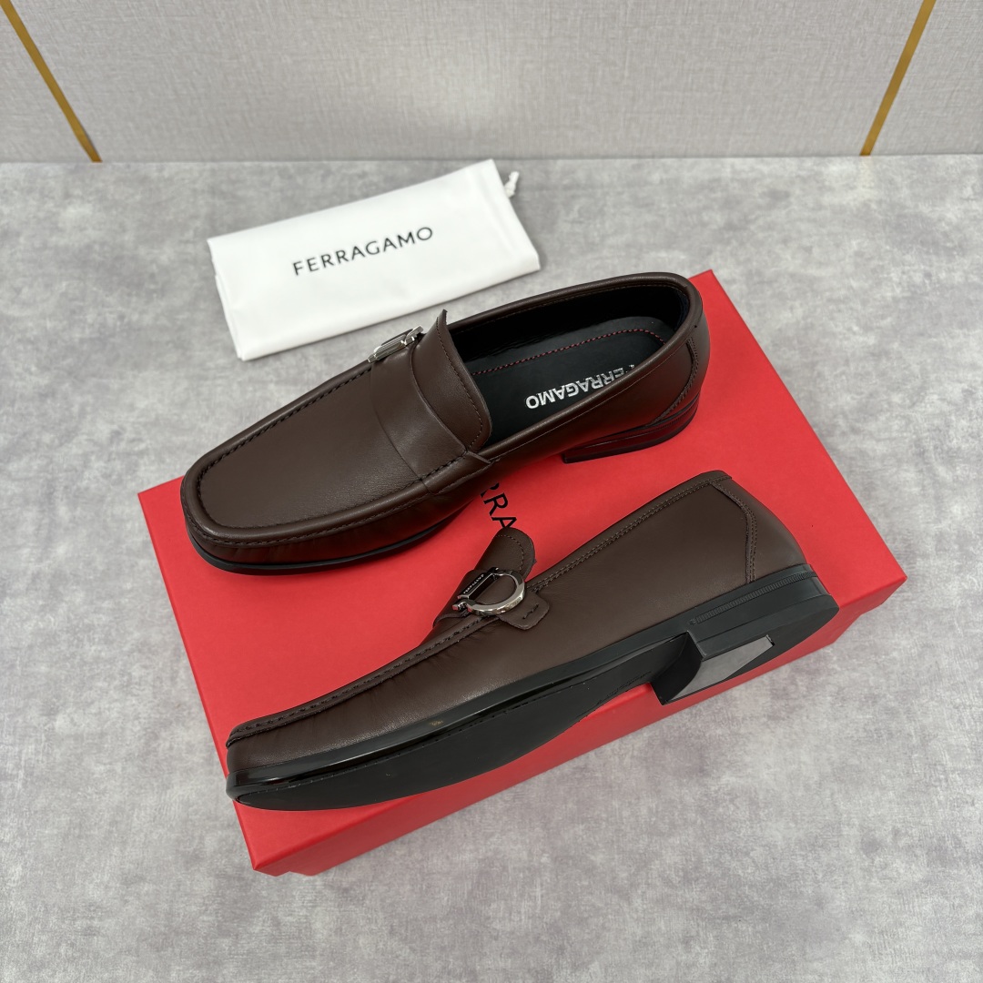 Ferragamo Men's Gancini Leather Loafers Slip-Ons Dress Shoes, Brown 3 cmp i1755624374227 8488 0 2