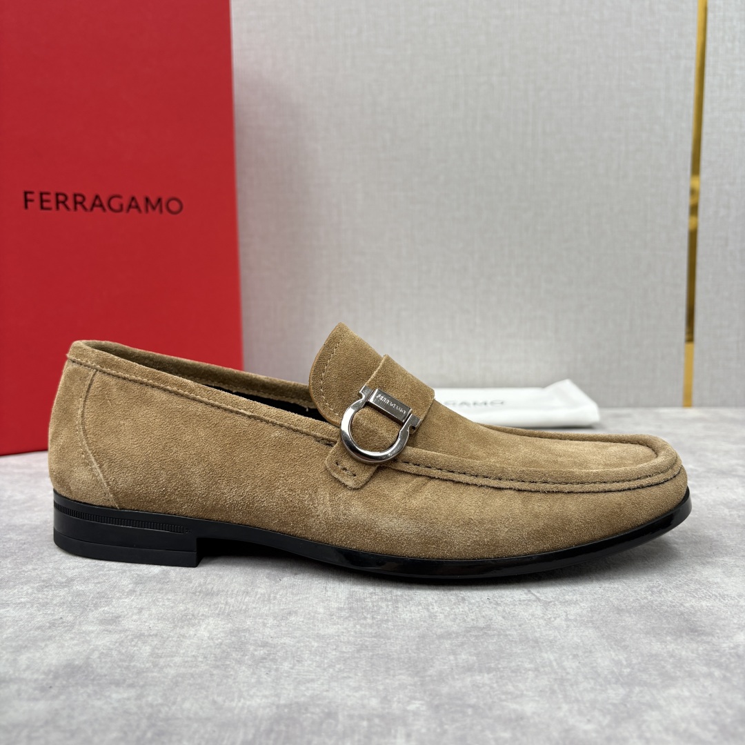 Salvatore Ferragamo Men's Gancini Suede Loafers - Slip-On Style