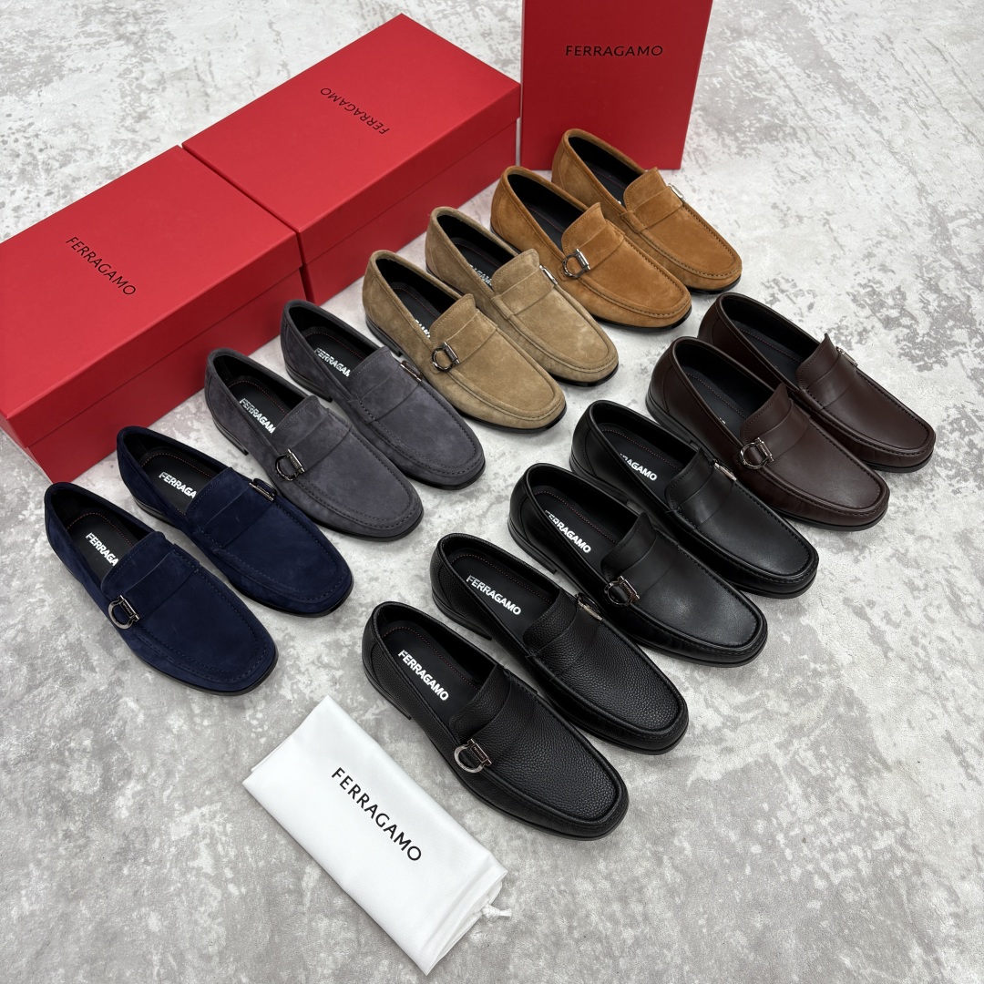 💋💍SF家 菲拉～ 新品GANCINI扣饰男士乐福鞋皮鞋   一脚蹬便鞋    官方   6700 这款