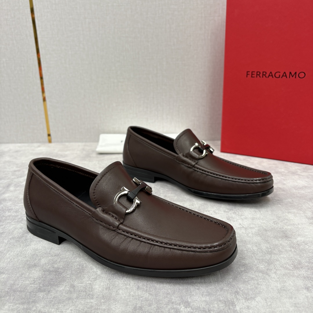 Salvatore Ferragamo Men's Gancini Buckle Leather Loafers - Brown 3 cmp i1755624686851 9722 0 1